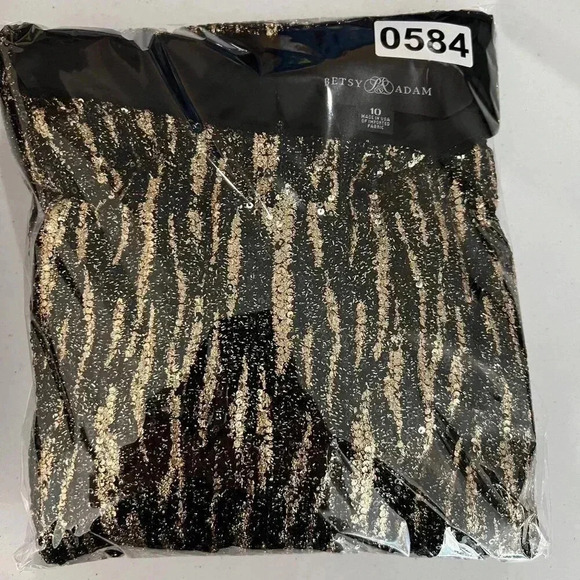 Betsy Adam Womens 10 Metallic Sequined Long Sleeve Mini Cocktail Party Dress - Picture 15 of 15